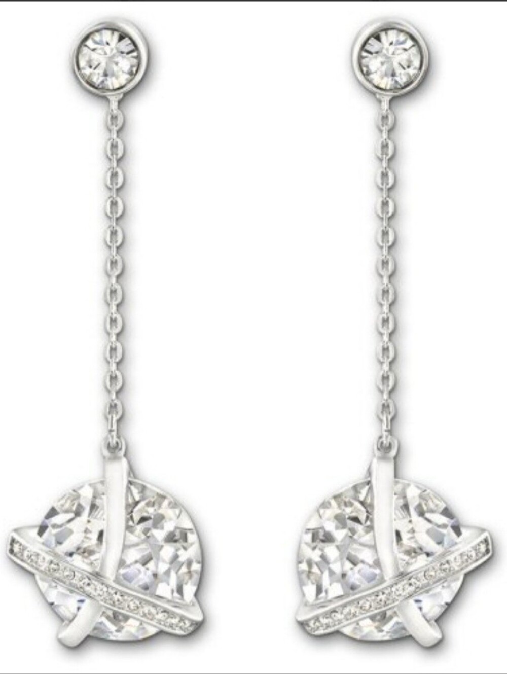 Swarovski Silver Clear Crystal Orb Drop Earrings